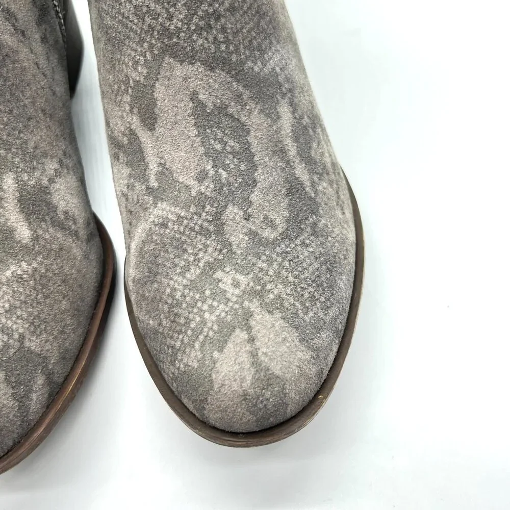 Lucky Brand Size 7.5 Basel‎ Gray Snakeskin Leather Ankle Boots Booties Shoes